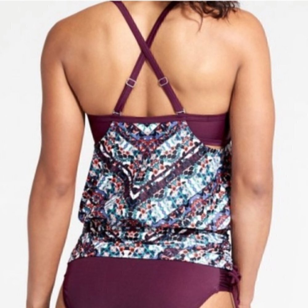 Athleta Marrakesh Side Scrunch Tankini Swim Top - Picture 2 of 11